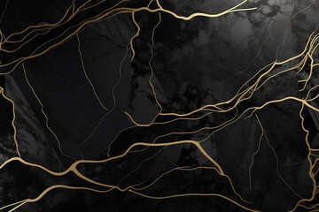 black background with texture decorated with Shiny marble lines. black marble luxury background