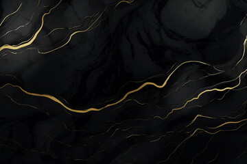 black background with texture decorated with Shiny marble lines. black marble luxury background