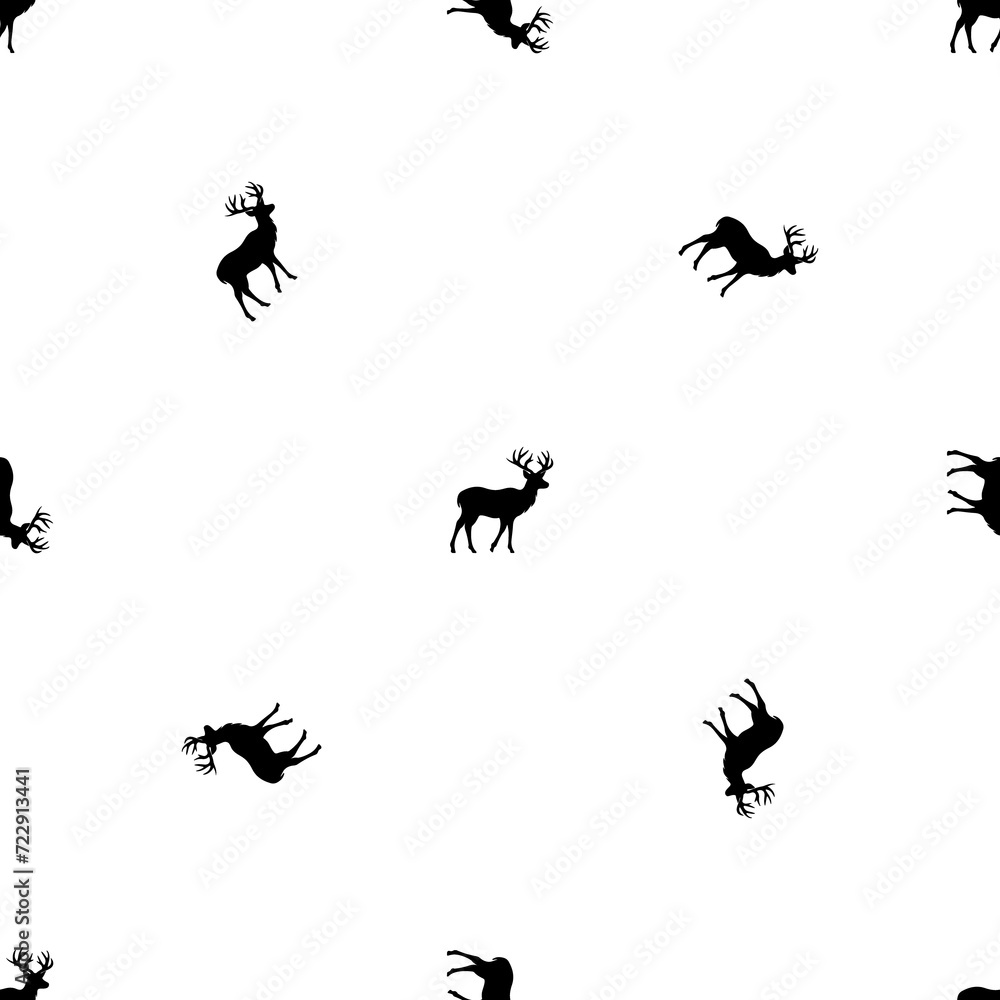 Aufkleber seamless pattern of repeated black deer symbols. elements are evenly spaced and some are rotated. il