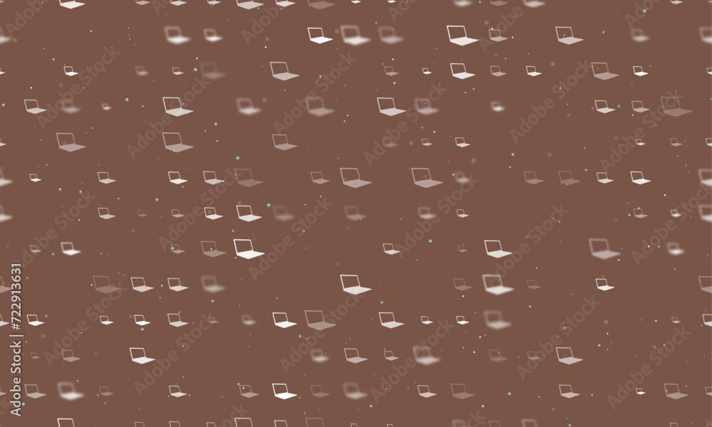 Poster seamless background pattern of evenly spaced white notebook symbols of different sizes and opacity. 