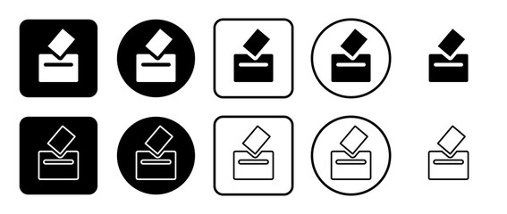 Icon set of vote symbol. Filled, outline, black and white icons set, flat style.  Illustration on transparent background