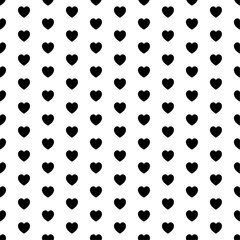 Square seamless background pattern from geometric shapes. The pattern is evenly filled with big black hearts. Vector illustration on white background