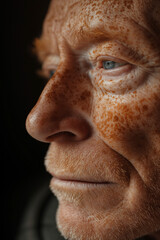 Obraz premium Closeup portrait photo of a gorgeous elderly man with rosy freckled skin – Ai generative