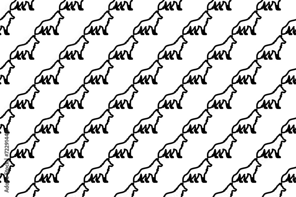 Poster seamless pattern completely filled with outlines of wolf symbols. elements are evenly spaced. vector