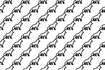 Fototapeta premium Seamless pattern completely filled with outlines of wolf symbols. Elements are evenly spaced. Vector illustration on white background