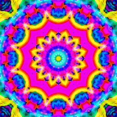 Modern floral ornament. Creative mandala. Color Raster illustration. For Wallpaper, print, fashion. Carpet designs patterns Persian relief