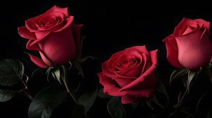 Red roses on a black background