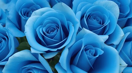 Blue roses in a bridal bouquet, closeup of photo