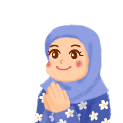 watercolor muslim kids greeting for ramadhan