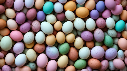 Obraz premium Macro photo of a pastel colors eggs background.Minimal fashion concept Generative AI