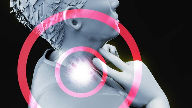 Abstract animation of a man and a sore throat