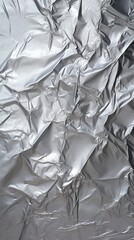 Silver crumpled foil background. Ai generative