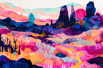 Paysage de canyon en peinture