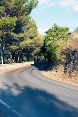 A curve of the (county) road in the mountain. County road in the mount Bulgheria, Cilento, Salerno 