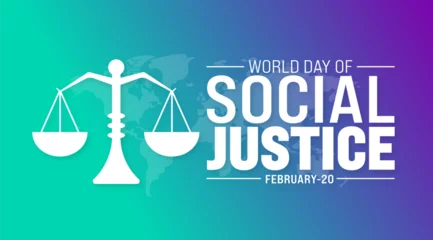 Zelfklevend Fotobehang February is World Day of Social Justice background template. Holiday concept. background, banner, placard, card, and poster design template with text inscription and standard color. vector © Neelrong
