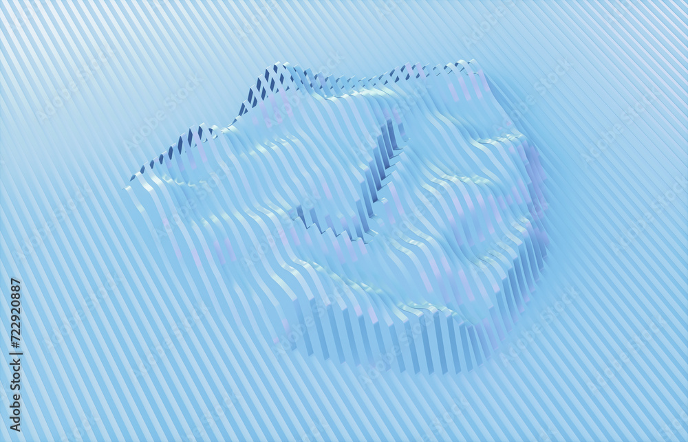Poster 3d rendering of abstract safety shield with check mark icon on blue background. security technology concept.