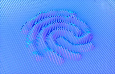 3d rendering of abstract fingerprint icon on blue background. finger scan. Digital security authentication concept.