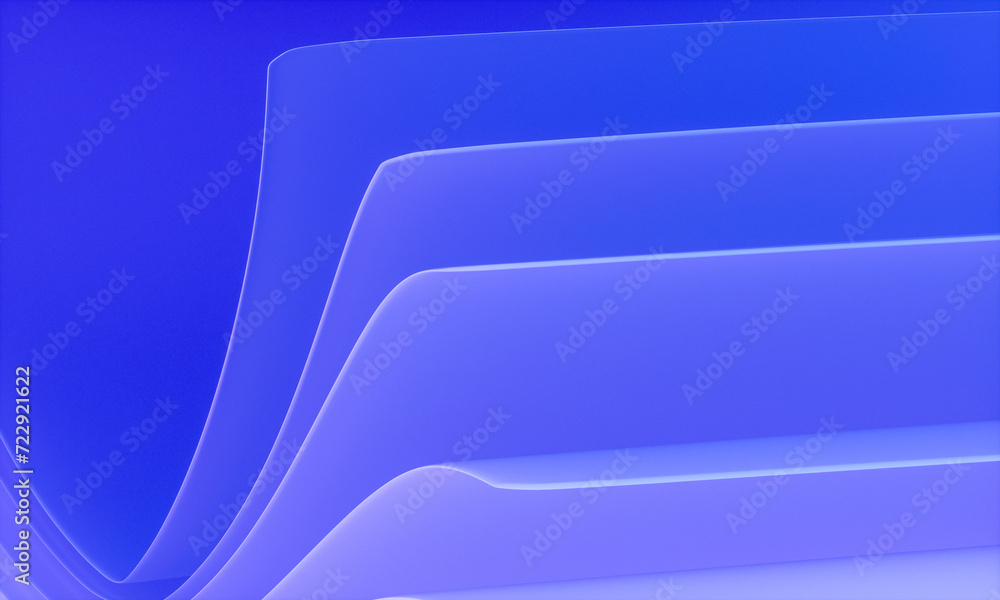 Poster 3d rendering of blue abstract layered crystal glass background.