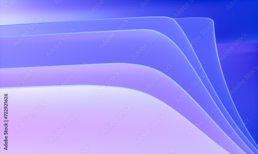 Poster 3d rendering of blue abstract layered crystal glass background.