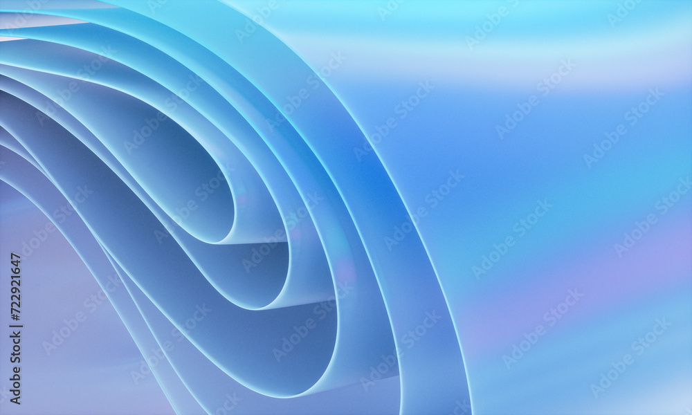 Poster 3d rendering of holographic iridescent abstract layered crystal glass background.
