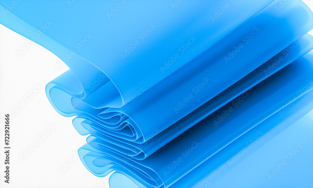 Aufkleber 3d rendering of blue abstract layered crystal glass background.