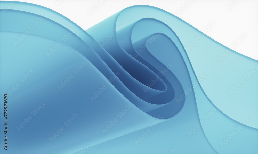 Poster 3d rendering of blue abstract layered crystal glass background.