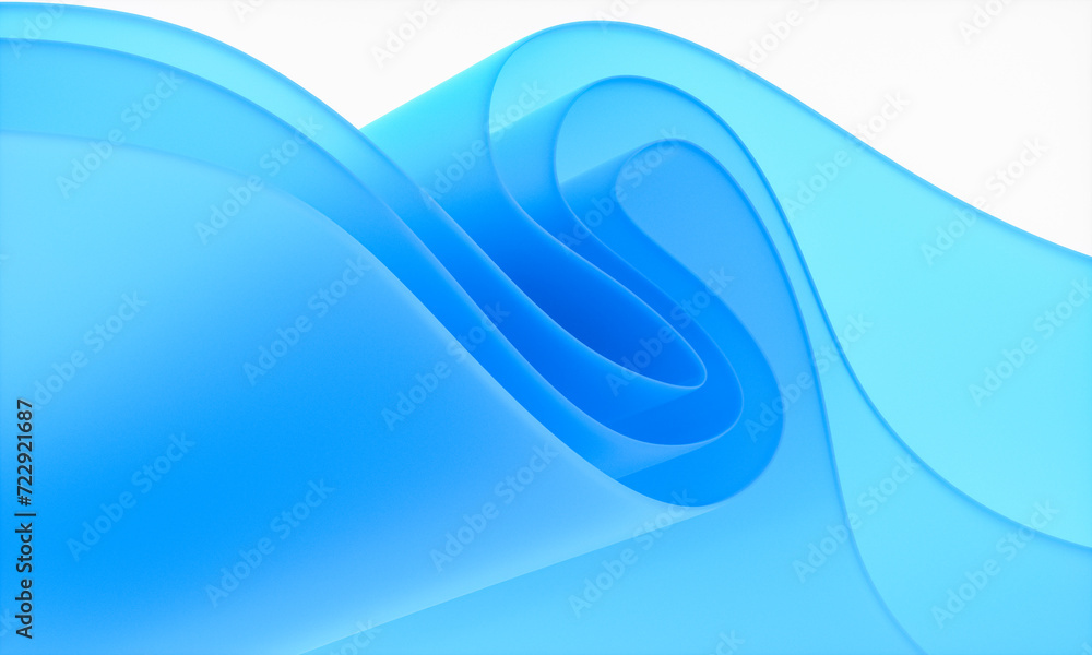 Poster 3d rendering of blue abstract layered crystal glass background.