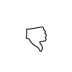 Dislike hand with thumb down isolated icon symbol , white background gesture 