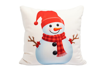 Cozy Winter Snowman Cushion Isolated On Transparent Background
