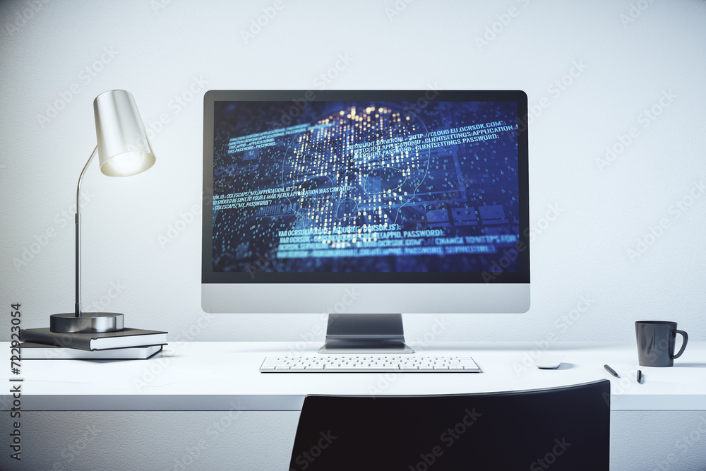 Leinwandbilder creative concept of code skull illustration on modern laptop screen. hacking and phishing concept. 3