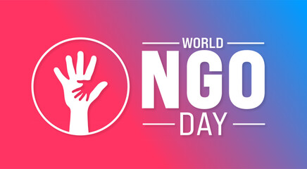 February is World Non governmental Organization Day or world NGO day background template. Holiday concept. background, banner, placard, card, and poster design template with text inscription - obrazy, fototapety, plakaty