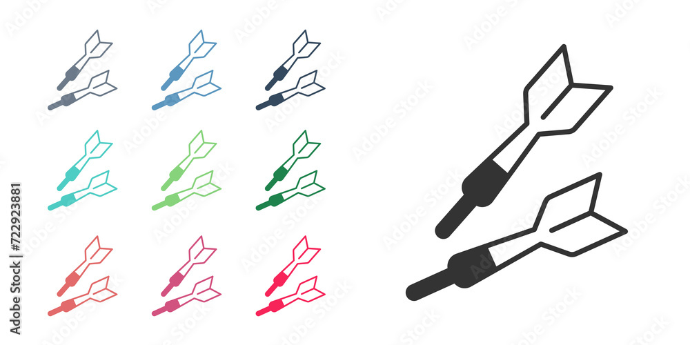 Poster black dart arrow icon isolated on white background. set icons colorful. vector