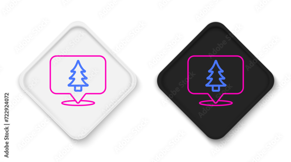 Poster line location of the forest on a map icon isolated on white background. colorful outline concept. ve
