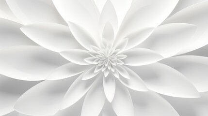 Abstract geometric flower wallpaper: elegant minimal design with light grey shadow - sacred geometry mandala for packaging or display. 3d fractal rendering for technology or luxury concept