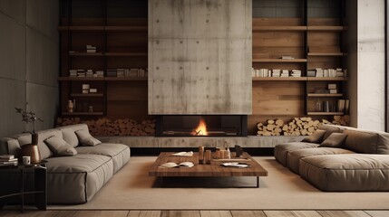 Concrete and wood elements for an industrial Zen vibe.