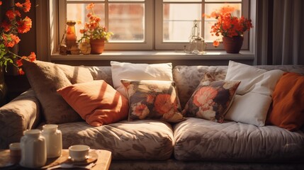 Cozy sofa arrangement with soft