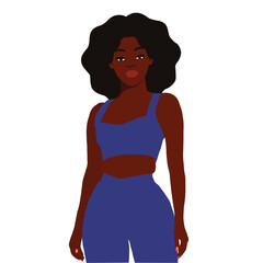 Stylish afro black woman in elegant art style vector