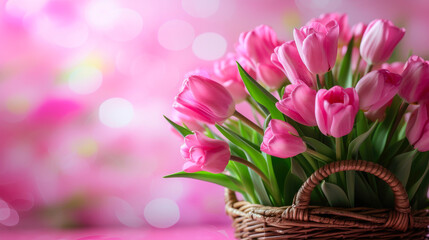 Floral Harmony: Pink Tulips on a Spring Canvas