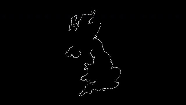 United Kingdom map line animation. 5K