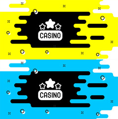 White Casino signboard icon isolated on black background. Vector