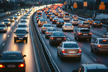 Cars stuck in traffic jam on a highway