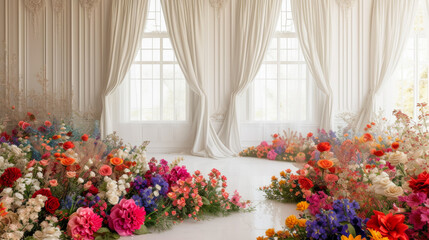 Fototapeta na wymiar Elegance Unveiled: A Luxurious White Room Affair