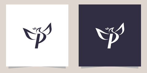 letter p with phoenix logo design - obrazy, fototapety, plakaty