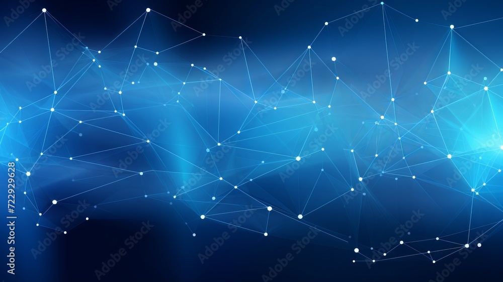 Poster futuristic blue wireframe background with plexus effect – dynamic web design concept