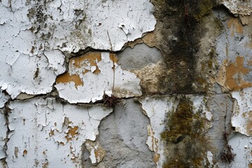 Decaying Texture: Grungy White Painted Wall Chipping Background