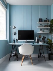 light blue wall office for gamer