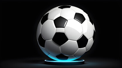 Fototapeta premium 3d football icon. isolated on a black background. With black copy space