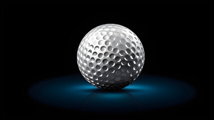 golf ball on a black background. 3d Sports golf ball icon. isolated on a black background. With black copy space