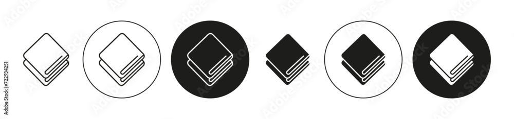 Poster rounded the folded bath towels simple vector symbol icon. folded bath towelsset in a editable stroke