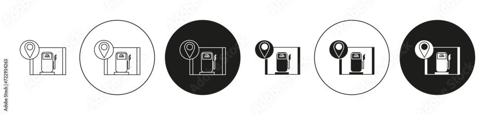 Poster gas station simple vector symbol icon. gas station set in a editable stroke.